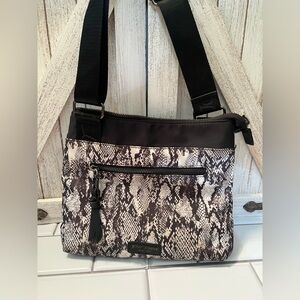 Betsey Johnson Black and Gray Snakeskin Crossbody Bag